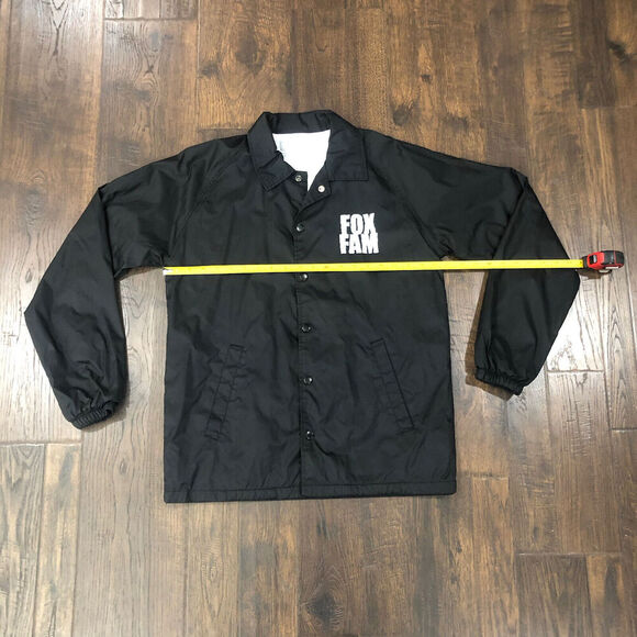 Fox Fam Size Small Black Nylon Snap Front Jacket Windbreaker - Picture 3 of 10